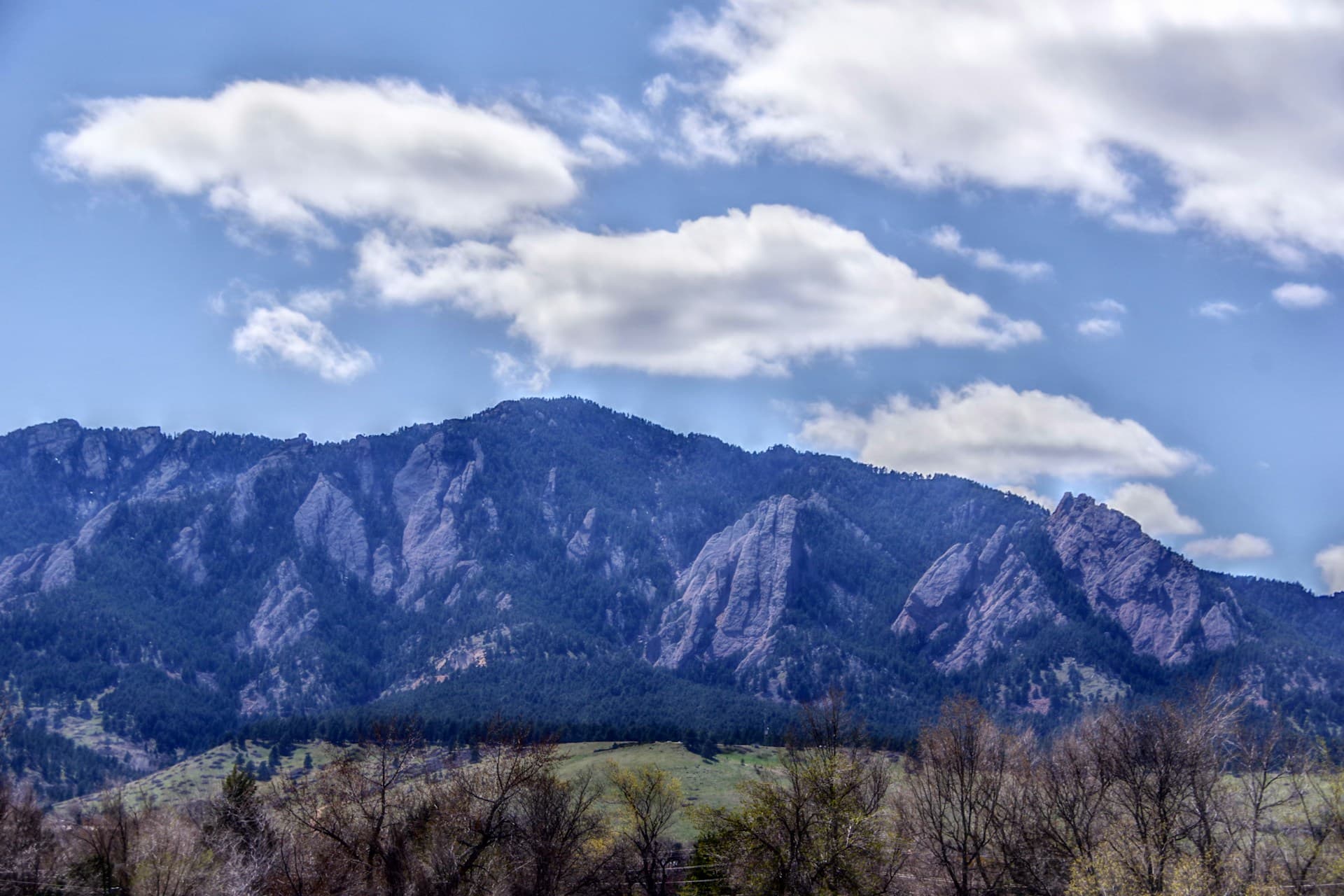 The Flatirons viewed from CU Boulder campus